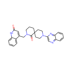 O=C1N(Cc2cc(=O)[nH]c3ccccc23)CCCC12CCN(c1cnc3ccccc3n1)CC2 ZINC000096173134