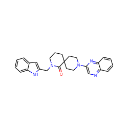 O=C1N(Cc2cc3ccccc3[nH]2)CCCC12CCN(c1cnc3ccccc3n1)CC2 ZINC000096173159