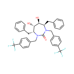 O=C1N(Cc2ccc(C(F)(F)F)cc2)[C@H](Cc2ccccc2)[C@H](O)[C@@H](O)[C@@H](Cc2ccccc2)N1Cc1ccc(C(F)(F)F)cc1 ZINC000026576004