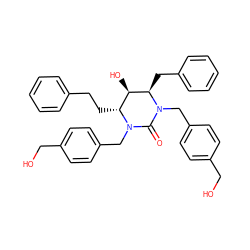 O=C1N(Cc2ccc(CO)cc2)[C@H](CCc2ccccc2)[C@@H](O)[C@@H](Cc2ccccc2)N1Cc1ccc(CO)cc1 ZINC000014943299