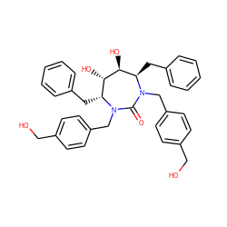 O=C1N(Cc2ccc(CO)cc2)[C@H](Cc2ccccc2)[C@H](O)[C@@H](O)[C@@H](Cc2ccccc2)N1Cc1ccc(CO)cc1 ZINC000003833858