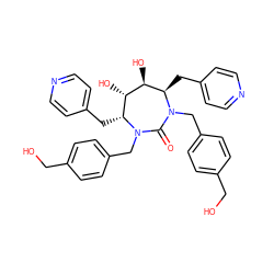 O=C1N(Cc2ccc(CO)cc2)[C@H](Cc2ccncc2)[C@H](O)[C@@H](O)[C@@H](Cc2ccncc2)N1Cc1ccc(CO)cc1 ZINC000014945774