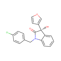 O=C1N(Cc2ccc(Cl)cc2)c2ccccc2[C@]1(O)c1ccoc1 ZINC000071333663