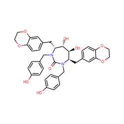 O=C1N(Cc2ccc(O)cc2)[C@H](Cc2ccc3c(c2)OCCO3)[C@H](O)[C@@H](O)[C@@H](Cc2ccc3c(c2)OCCO3)N1Cc1ccc(O)cc1 ZINC000029241804