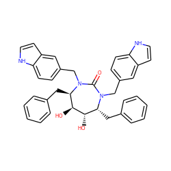 O=C1N(Cc2ccc3[nH]ccc3c2)[C@H](Cc2ccccc2)[C@H](O)[C@@H](O)[C@@H](Cc2ccccc2)N1Cc1ccc2[nH]ccc2c1 ZINC000026735518