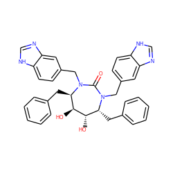 O=C1N(Cc2ccc3[nH]cnc3c2)[C@H](Cc2ccccc2)[C@H](O)[C@@H](O)[C@@H](Cc2ccccc2)N1Cc1ccc2[nH]cnc2c1 ZINC000026730312