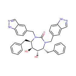 O=C1N(Cc2ccc3[nH]ncc3c2)[C@H](Cc2ccccc2)[C@H](O)[C@@H](O)[C@@H](Cc2ccccc2)N1Cc1ccc2[nH]ncc2c1 ZINC000003935743