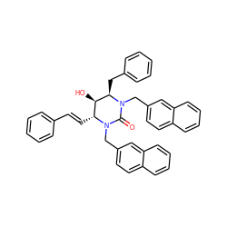 O=C1N(Cc2ccc3ccccc3c2)[C@H](/C=C/c2ccccc2)[C@@H](O)[C@@H](Cc2ccccc2)N1Cc1ccc2ccccc2c1 ZINC000029327076