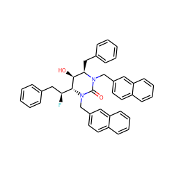 O=C1N(Cc2ccc3ccccc3c2)[C@H]([C@@H](F)Cc2ccccc2)[C@@H](O)[C@@H](Cc2ccccc2)N1Cc1ccc2ccccc2c1 ZINC000014943312