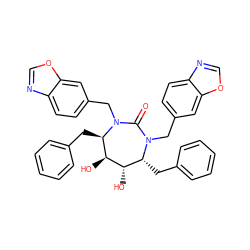 O=C1N(Cc2ccc3ncoc3c2)[C@H](Cc2ccccc2)[C@H](O)[C@@H](O)[C@@H](Cc2ccccc2)N1Cc1ccc2ncoc2c1 ZINC000026735522