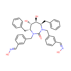 O=C1N(Cc2cccc(/C=N\O)c2)[C@H](Cc2ccccc2)[C@H](O)[C@@H](O)[C@@H](Cc2ccccc2)N1Cc1cccc(/C=N/O)c1 ZINC000014908107