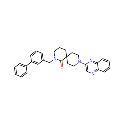 O=C1N(Cc2cccc(-c3ccccc3)c2)CCCC12CCN(c1cnc3ccccc3n1)CC2 ZINC000096173060