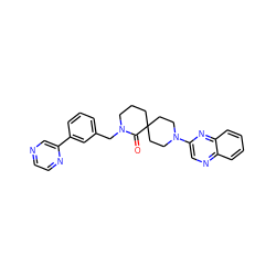 O=C1N(Cc2cccc(-c3cnccn3)c2)CCCC12CCN(c1cnc3ccccc3n1)CC2 ZINC000096173102