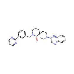 O=C1N(Cc2cccc(-c3ncccn3)c2)CCCC12CCN(c1cnc3ccccc3n1)CC2 ZINC000096173098