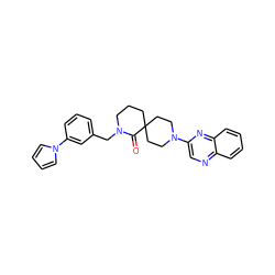 O=C1N(Cc2cccc(-n3cccc3)c2)CCCC12CCN(c1cnc3ccccc3n1)CC2 ZINC000096173073