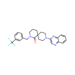 O=C1N(Cc2cccc(C(F)(F)F)c2)CCCC12CCN(c1cnc3ccccc3n1)CC2 ZINC000096173052