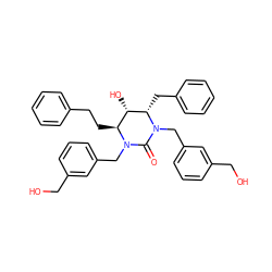 O=C1N(Cc2cccc(CO)c2)[C@@H](CCc2ccccc2)[C@H](O)[C@H](Cc2ccccc2)N1Cc1cccc(CO)c1 ZINC000014943287