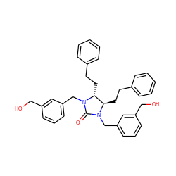 O=C1N(Cc2cccc(CO)c2)[C@H](CCc2ccccc2)[C@@H](CCc2ccccc2)N1Cc1cccc(CO)c1 ZINC000003951640