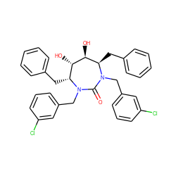 O=C1N(Cc2cccc(Cl)c2)[C@H](Cc2ccccc2)[C@H](O)[C@@H](O)[C@@H](Cc2ccccc2)N1Cc1cccc(Cl)c1 ZINC000014946444