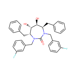 O=C1N(Cc2cccc(F)c2)[C@H](Cc2ccccc2)[C@H](O)[C@@H](O)[C@@H](Cc2ccccc2)N1Cc1cccc(F)c1 ZINC000014946441