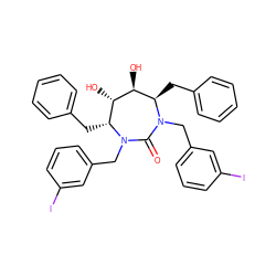 O=C1N(Cc2cccc(I)c2)[C@H](Cc2ccccc2)[C@H](O)[C@@H](O)[C@@H](Cc2ccccc2)N1Cc1cccc(I)c1 ZINC000095544621