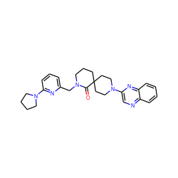 O=C1N(Cc2cccc(N3CCCC3)n2)CCCC12CCN(c1cnc3ccccc3n1)CC2 ZINC000096173141