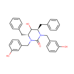 O=C1N(Cc2cccc(O)c2)[C@H](Cc2ccccc2)C(O)[C@@H](Cc2ccccc2)N1Cc1cccc(O)c1 ZINC000013605823