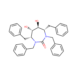 O=C1N(Cc2ccccc2)[C@@H](Cc2ccccc2)[C@H](O)[C@@H](O)[C@@H](Cc2ccccc2)N1Cc1ccccc1 ZINC000014943466