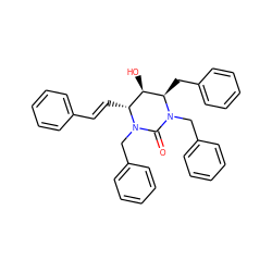 O=C1N(Cc2ccccc2)[C@H](/C=C/c2ccccc2)[C@@H](O)[C@@H](Cc2ccccc2)N1Cc1ccccc1 ZINC000013782659