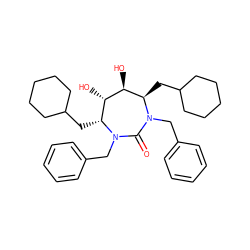 O=C1N(Cc2ccccc2)[C@H](CC2CCCCC2)[C@H](O)[C@@H](O)[C@@H](CC2CCCCC2)N1Cc1ccccc1 ZINC000014945756