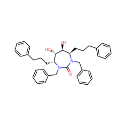 O=C1N(Cc2ccccc2)[C@H](CCCc2ccccc2)[C@H](O)[C@@H](O)[C@@H](CCCc2ccccc2)N1Cc1ccccc1 ZINC000014943330