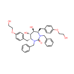 O=C1N(Cc2ccccc2)[C@H](Cc2ccc(OCCO)cc2)[C@H](O)[C@@H](O)[C@@H](Cc2ccc(OCCO)cc2)N1Cc1ccccc1 ZINC000027903280