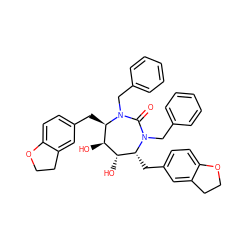 O=C1N(Cc2ccccc2)[C@H](Cc2ccc3c(c2)CCO3)[C@H](O)[C@@H](O)[C@@H](Cc2ccc3c(c2)CCO3)N1Cc1ccccc1 ZINC000014945750