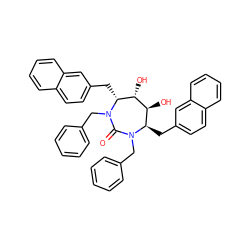 O=C1N(Cc2ccccc2)[C@H](Cc2ccc3ccccc3c2)[C@H](O)[C@@H](O)[C@@H](Cc2ccc3ccccc3c2)N1Cc1ccccc1 ZINC000014945746