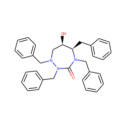 O=C1N(Cc2ccccc2)[C@H](Cc2ccccc2)[C@H](O)CN(Cc2ccccc2)N1Cc1ccccc1 ZINC000013605827