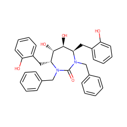 O=C1N(Cc2ccccc2)[C@H](Cc2ccccc2O)[C@H](O)[C@@H](O)[C@@H](Cc2ccccc2O)N1Cc1ccccc1 ZINC000014945759