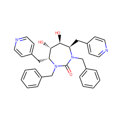 O=C1N(Cc2ccccc2)[C@H](Cc2ccncc2)[C@H](O)[C@@H](O)[C@@H](Cc2ccncc2)N1Cc1ccccc1 ZINC000014945767