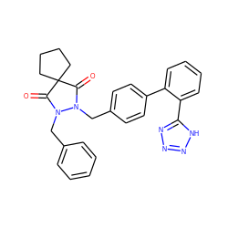 O=C1N(Cc2ccccc2)N(Cc2ccc(-c3ccccc3-c3nnn[nH]3)cc2)C(=O)C12CCCC2 ZINC000013809145