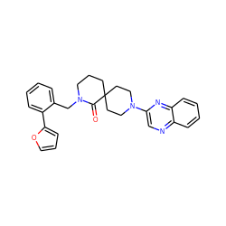 O=C1N(Cc2ccccc2-c2ccco2)CCCC12CCN(c1cnc3ccccc3n1)CC2 ZINC000096173188