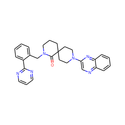 O=C1N(Cc2ccccc2-c2ncccn2)CCCC12CCN(c1cnc3ccccc3n1)CC2 ZINC000096173189