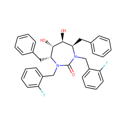 O=C1N(Cc2ccccc2F)[C@H](Cc2ccccc2)[C@H](O)[C@@H](O)[C@@H](Cc2ccccc2)N1Cc1ccccc1F ZINC000014946440