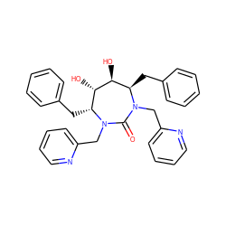 O=C1N(Cc2ccccn2)[C@H](Cc2ccccc2)[C@H](O)[C@@H](O)[C@@H](Cc2ccccc2)N1Cc1ccccn1 ZINC000014946431