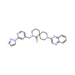 O=C1N(Cc2ccnc(-n3cccn3)c2)CCCC12CCN(c1cnc3ccccc3n1)CC2 ZINC000096173100