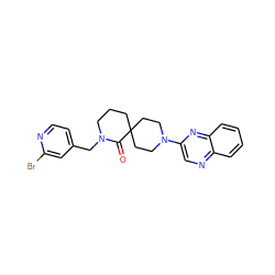 O=C1N(Cc2ccnc(Br)c2)CCCC12CCN(c1cnc3ccccc3n1)CC2 ZINC000096173109