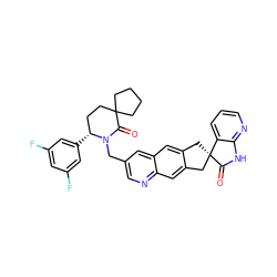 O=C1N(Cc2cnc3cc4c(cc3c2)C[C@@]2(C4)C(=O)Nc3ncccc32)[C@H](c2cc(F)cc(F)c2)CCC12CCCC2 ZINC000096170598