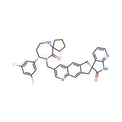 O=C1N(Cc2cnc3cc4c(cc3c2)C[C@@]2(C4)C(=O)Nc3ncccc32)[C@H](c2cc(F)cc(F)c2)CCNC12CCCC2 ZINC000096170602