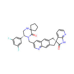 O=C1N(Cc2cnc3cc4c(cc3c2)C[C@@]2(C4)C(=O)Nc3ncccc32)[C@H](c2cc(F)cc(F)c2)CNC12CCCC2 ZINC000096170597