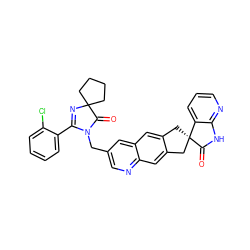 O=C1N(Cc2cnc3cc4c(cc3c2)C[C@@]2(C4)C(=O)Nc3ncccc32)C(c2ccccc2Cl)=NC12CCCC2 ZINC000096170599