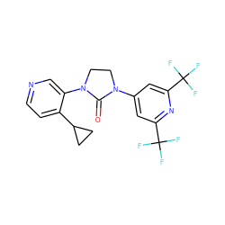 O=C1N(c2cc(C(F)(F)F)nc(C(F)(F)F)c2)CCN1c1cnccc1C1CC1 ZINC000144033203