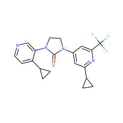 O=C1N(c2cc(C3CC3)nc(C(F)(F)F)c2)CCN1c1cnccc1C1CC1 ZINC000144449732